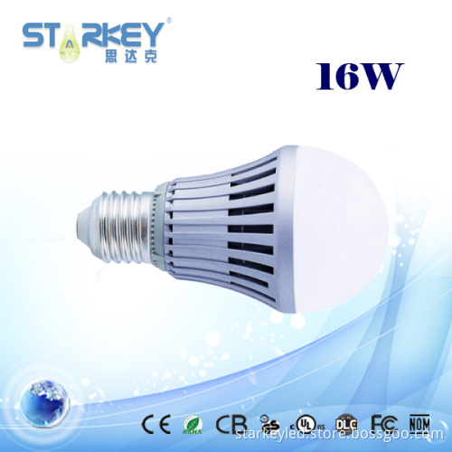 16W E27/E26 Aluminium LED Bulb